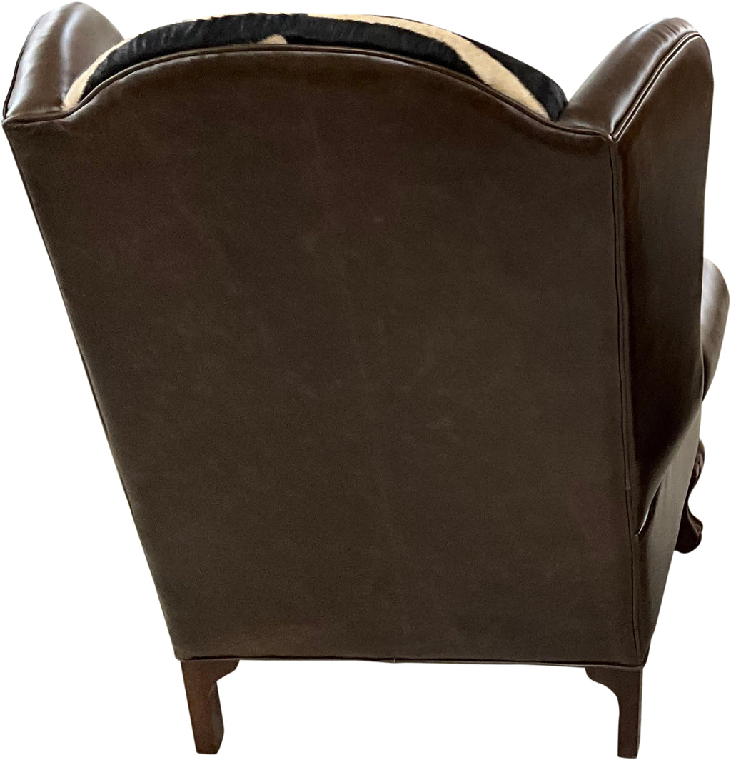 Zebra Exotic Safari Western Leather Wingback Chair