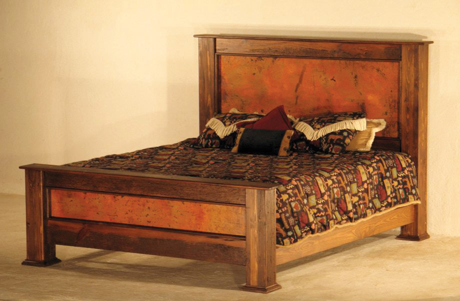 Montana Hammered Copper & Reclaimed Wood Rustic Western Bed