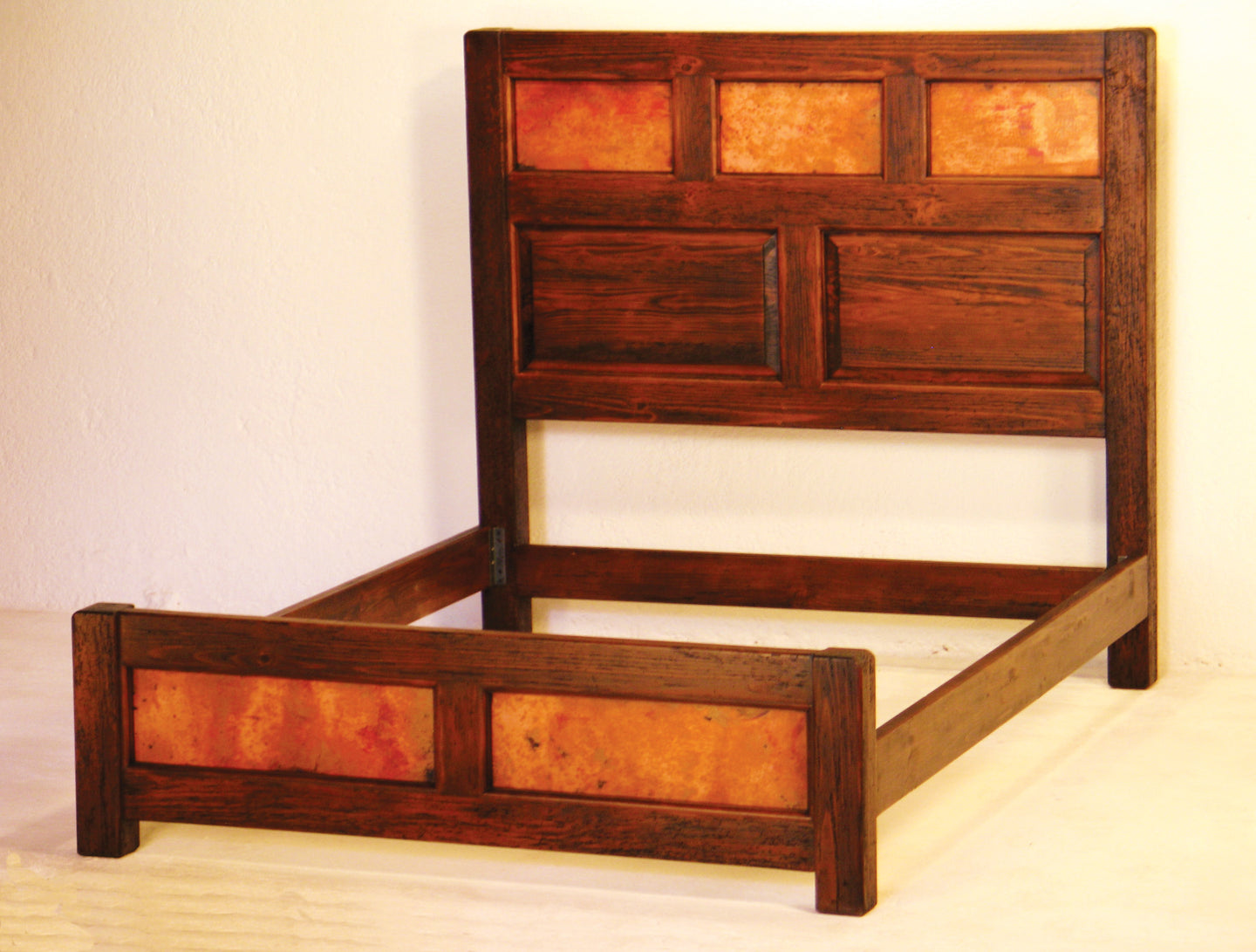Ranch Hammered Copper & Reclaimed Wood Old World Style Bed