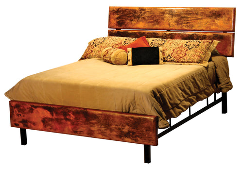 Loft Hammered Copper  & Reclaimed Wood Rustic Western Bed