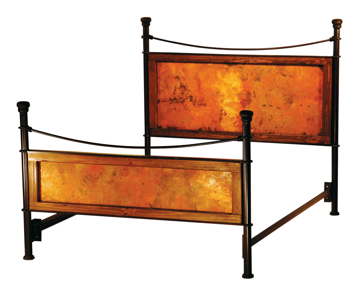 Forged Iron Reclaimed Wood & Copper Panel Bed
