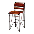 Sidro Barstool With Leather & Hand Forged Iron Base