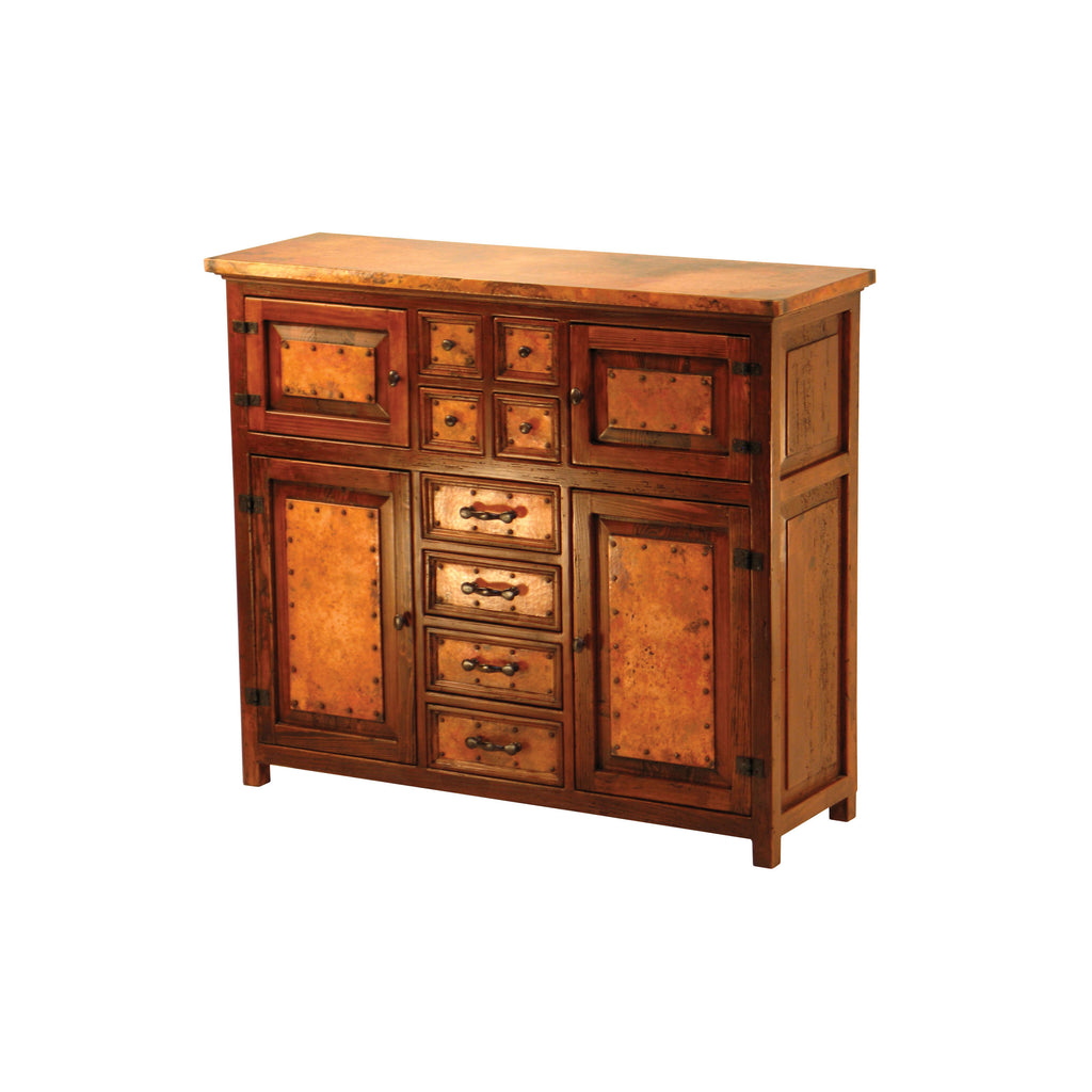Francisco hammered Copper Iron & Wood Custom Buffet From Copper Instincts