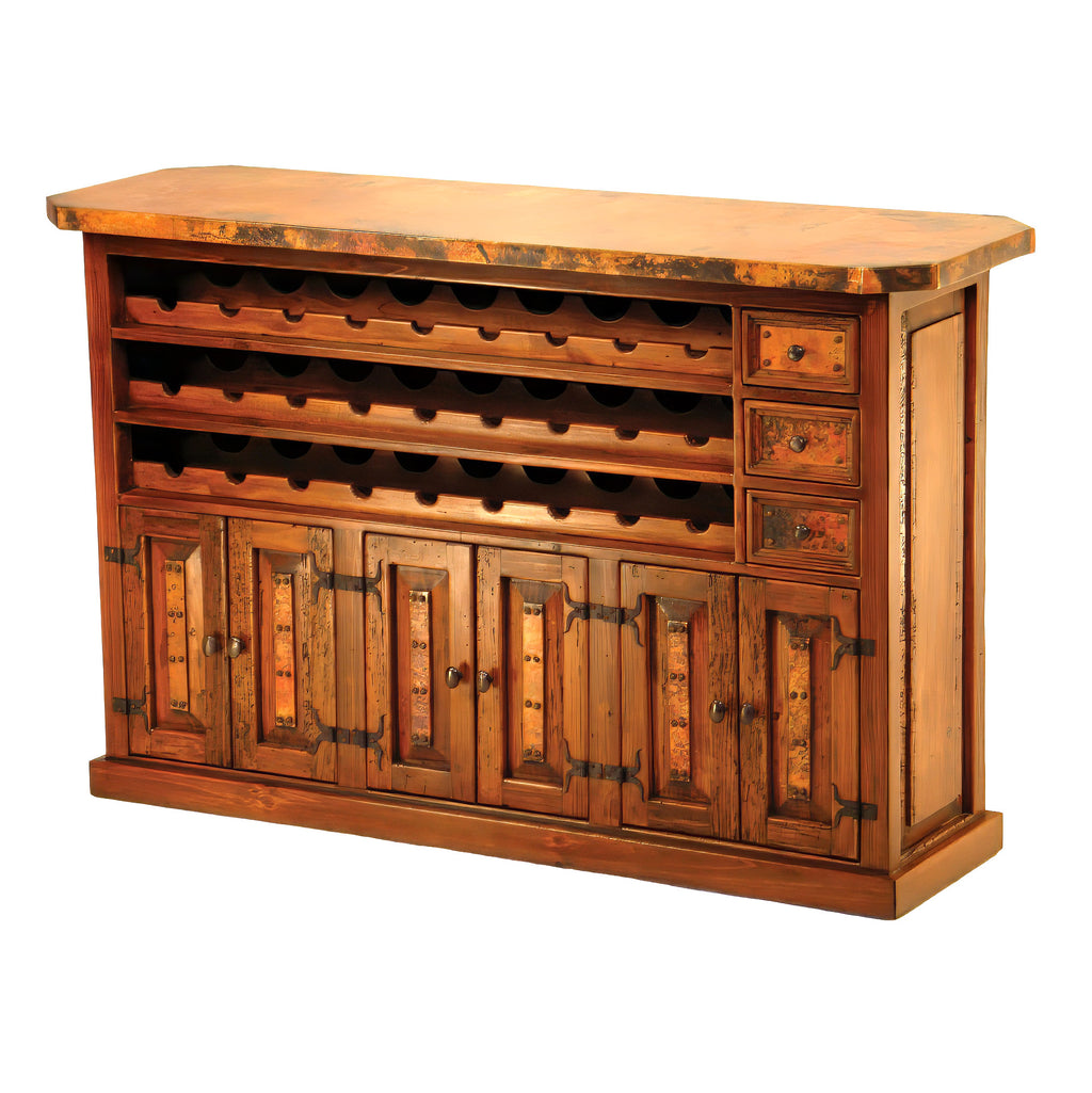 Deer Valley Wine Rack Bar With Hammered Copper Panels