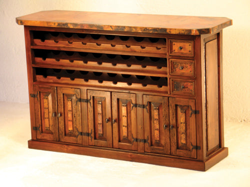 Deer Valley Wine Rack Bar With Hammered Copper Panels