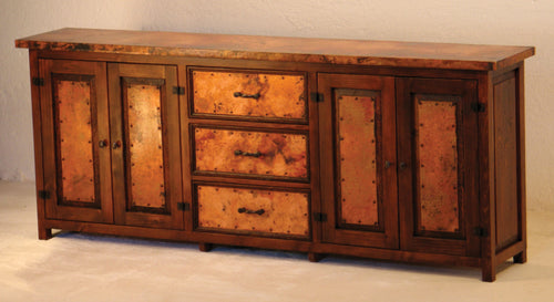 Muy Grande Hammered Copper Wood & Iron Buffet From Copper Instincts