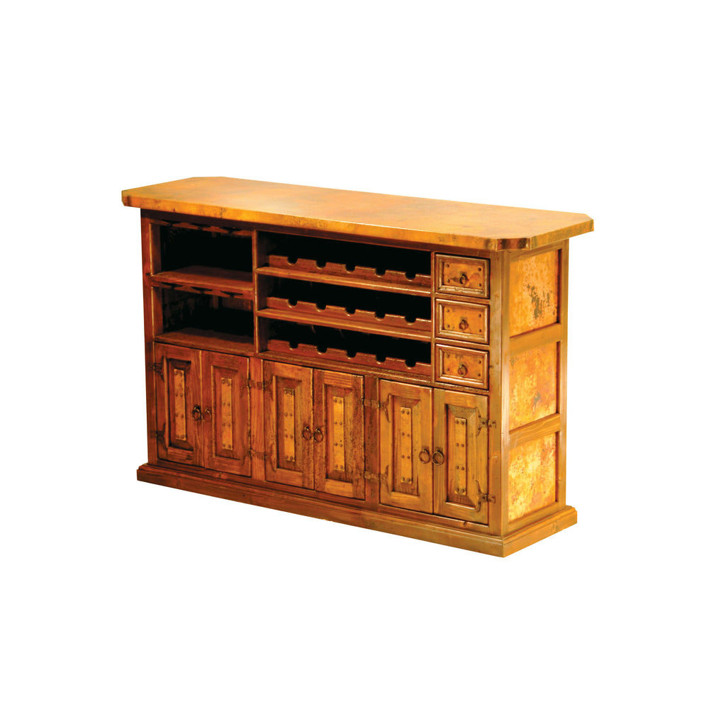 Montana hammered Copper Iron & Wood Custom Bar & Wine Rack From Copper Instincts