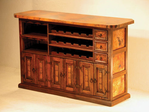 Montana hammered Copper Iron & Wood Custom Bar & Wine Rack From Copper Instincts