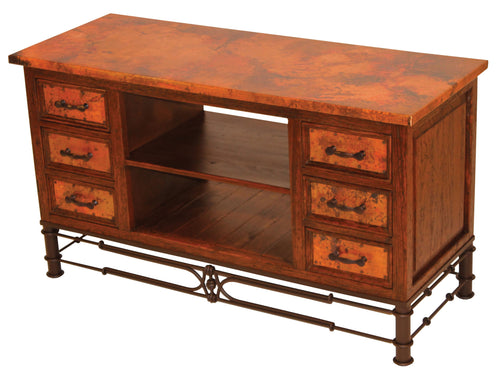 Large Plasma TV Stand w/Six Drawers Pablo Base & Copper