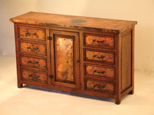 Load image into Gallery viewer, Francisco hammered Copper Iron &amp; Wood Custom Buffet From Copper Instincts