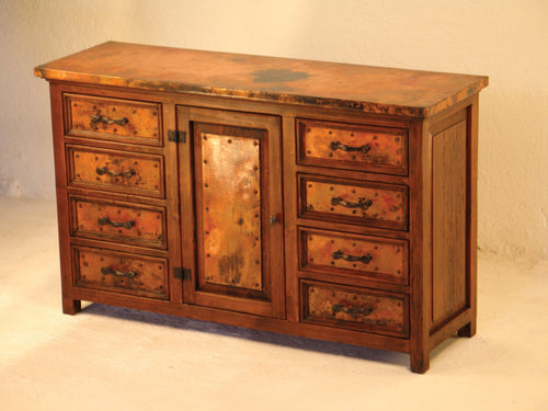 Francisco hammered Copper Iron & Wood Custom Buffet From Copper Instincts