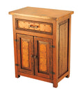 Deer Valley Copper Nightstand – Reclaimed wood with copper top, drawer, and cabinet doors. Rustic storage with custom wood and copper finishes.