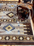 Image of an area rug, Barred - Blue