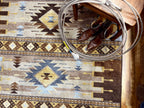 Image of an area rug, Barred - Blue
