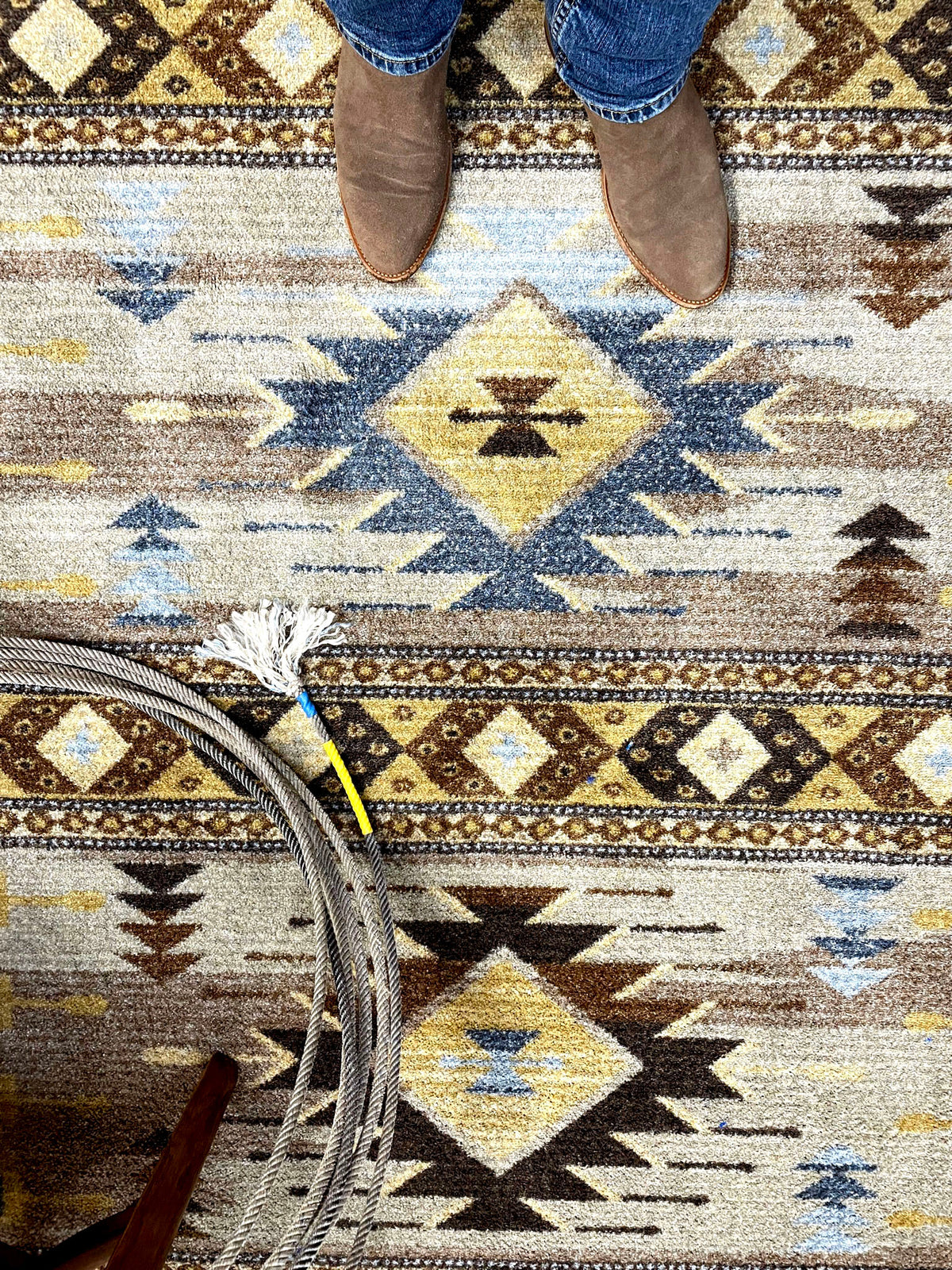 Image of an area rug, Barred - Blue