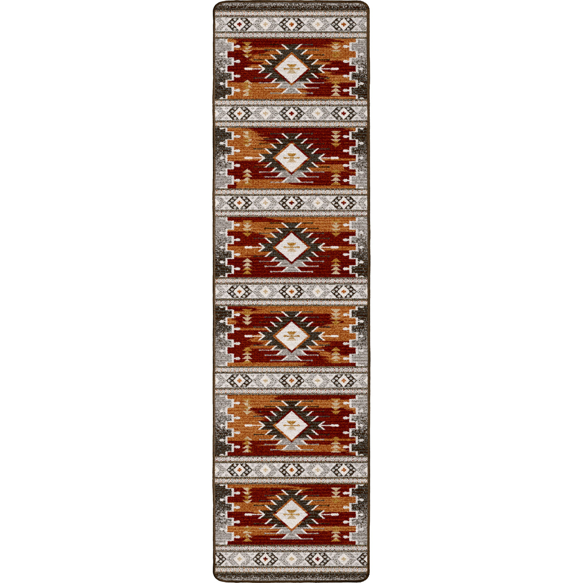 Image of an area rug, Barred - Rust