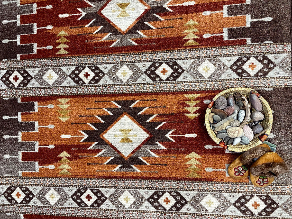 Image of an area rug, Barred - Rust