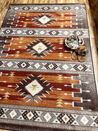 Image of an area rug, Barred - Rust