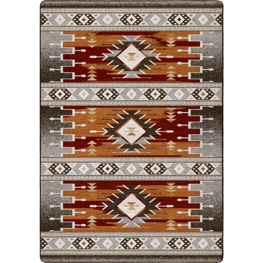 Image of an area rug, Barred - Rust