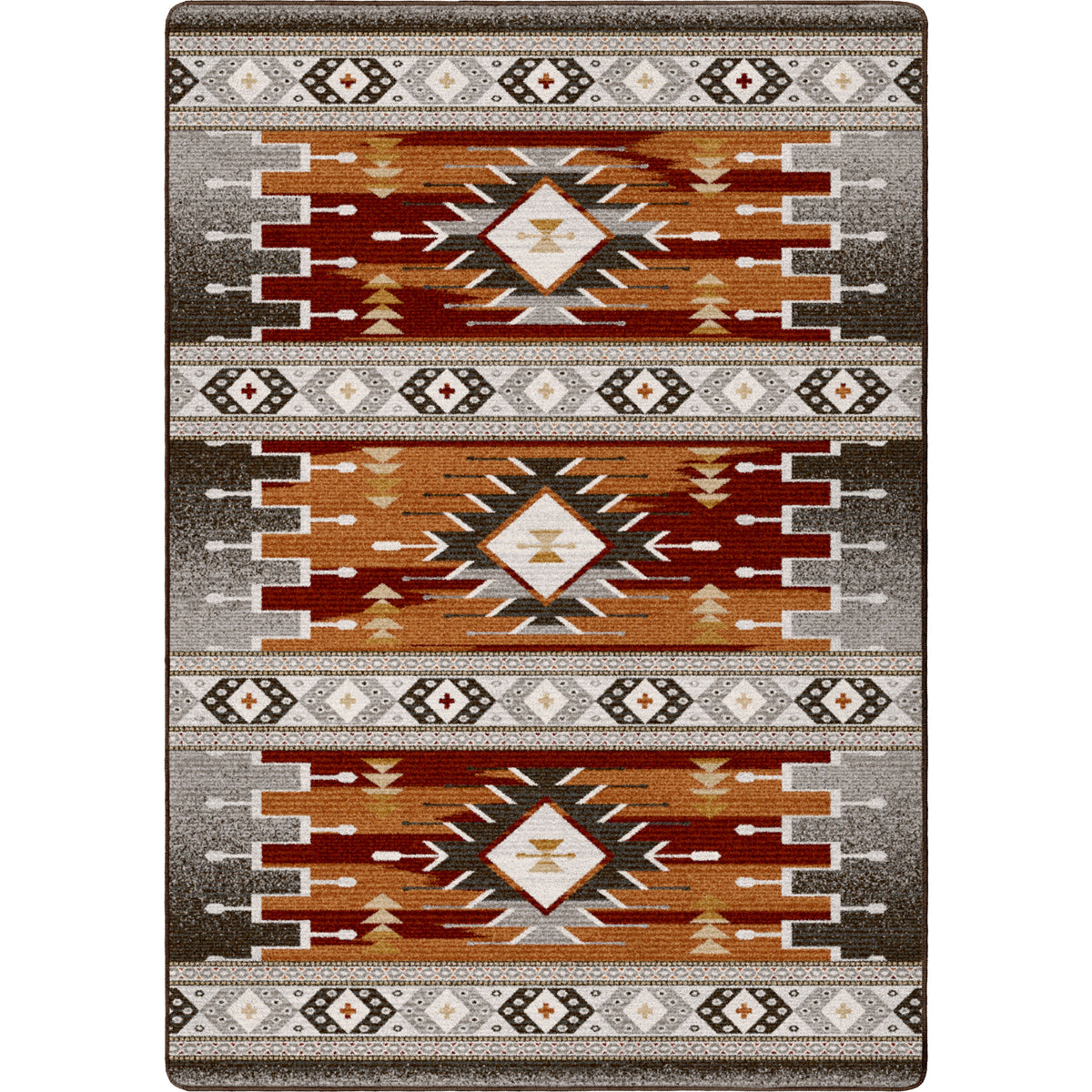 Image of an area rug, Barred - Rust