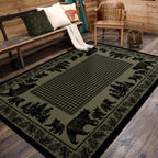 Image of an area rug, Bear Family - Green