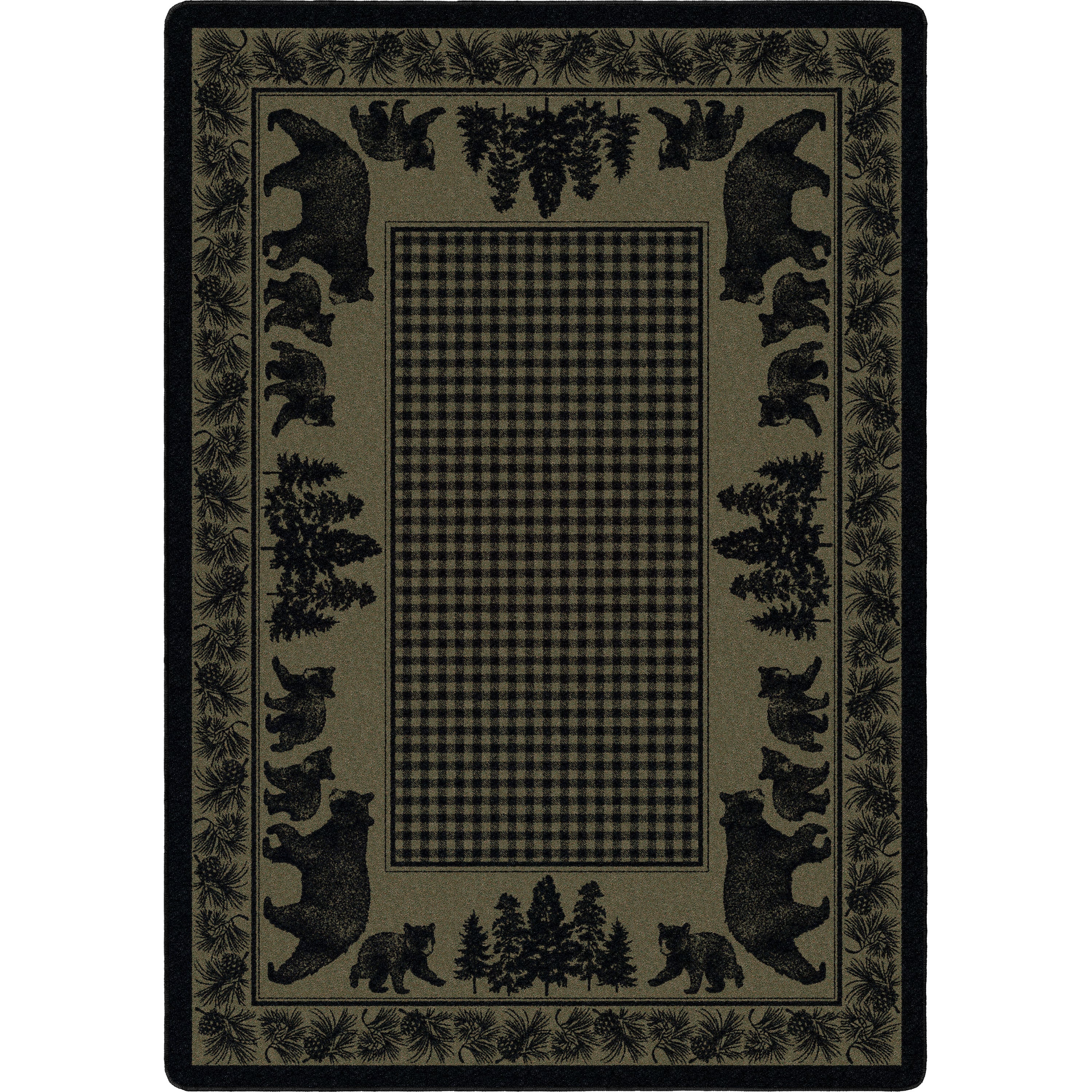 Image of an area rug, Bear Family - Green