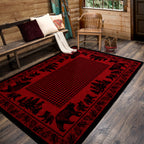 Image of an area rug, Bear Family - Red