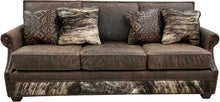 Load image into Gallery viewer, Sylvester Lincolnton Western &amp; Modern Farmhouse Leather &amp; Cowhide Rolled Arm Sofa