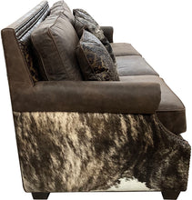 Load image into Gallery viewer, Sylvester Lincolnton Western &amp; Modern Farmhouse Leather &amp; Cowhide Rolled Arm Sofa