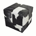 Black & White Cloudy Cowhide Pouf