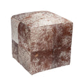 Brown & White Salt & Pepper Cowhide Pouf