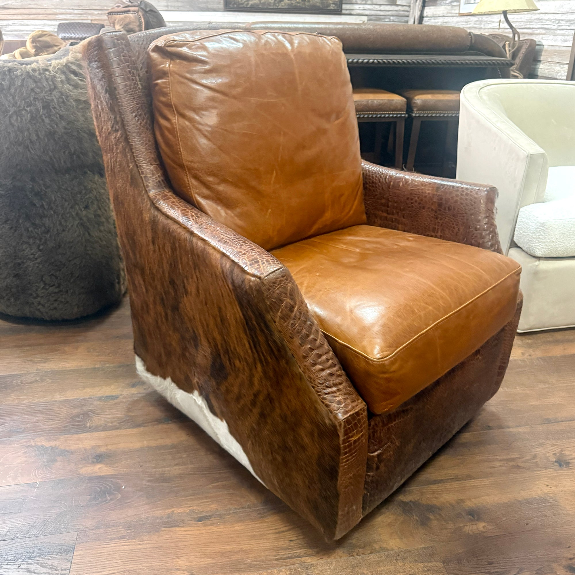 Bonham Cowhide Swivel Glider