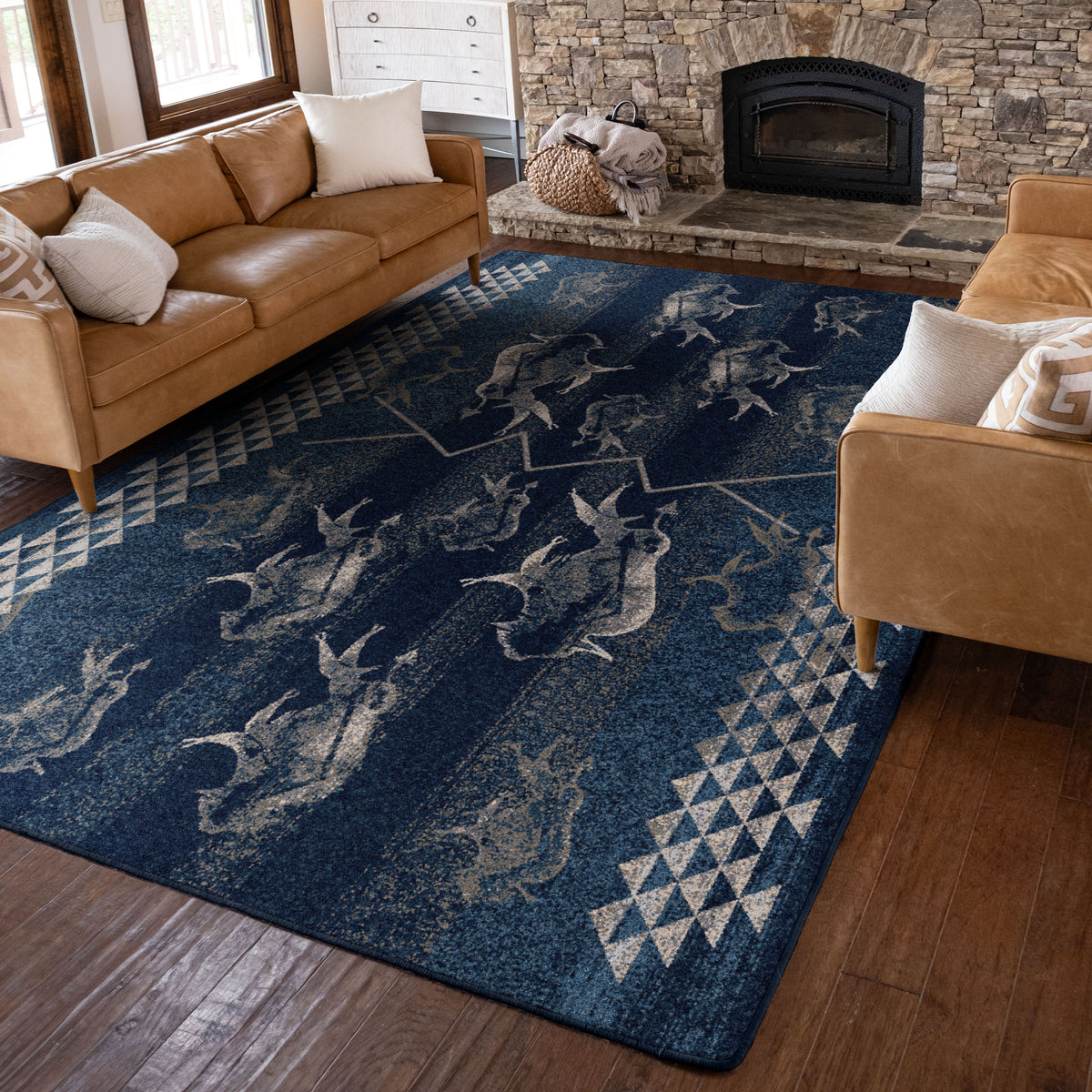 Image of an area rug, Will K Buffalo Rising - Midnight