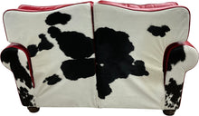 Load image into Gallery viewer, Red Holstein Double Recliner Love Seat