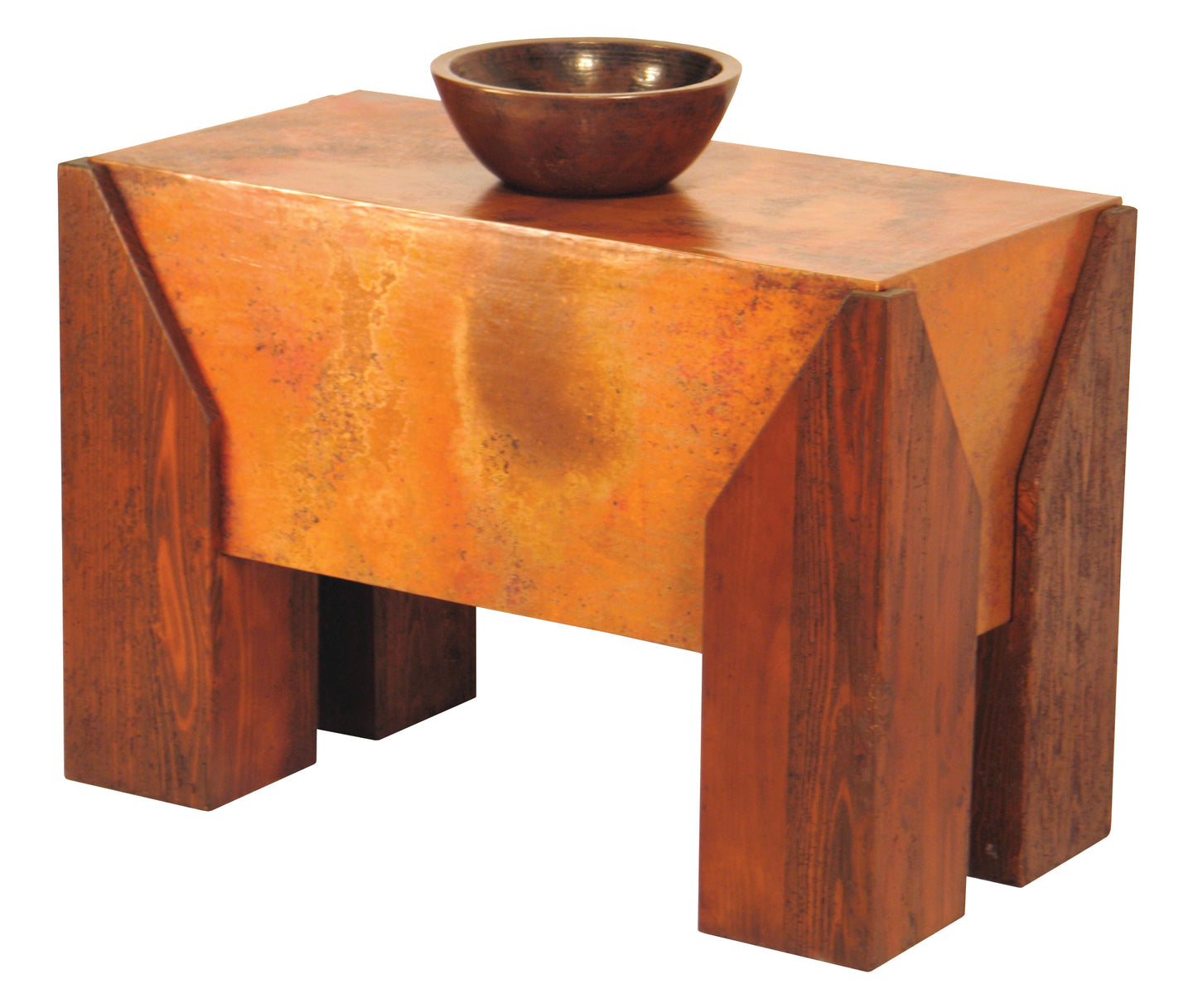 Upgrade your bathroom with the Tucson Vessel Sink Vanity, featuring a copper vessel sink, rustic wood base, and artisan design for bold, modern elegance.