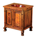 Discover the Copper Sink Vanity Cabinet—a handcrafted rustic bathroom vanity with hammered copper sink, wood frame, ample storage drawers, and multiple configuration options.