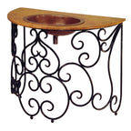 Discover the French Copper Sink Vanity, featuring a hand-hammered copper sink and ornate wrought iron base with timeless European design.