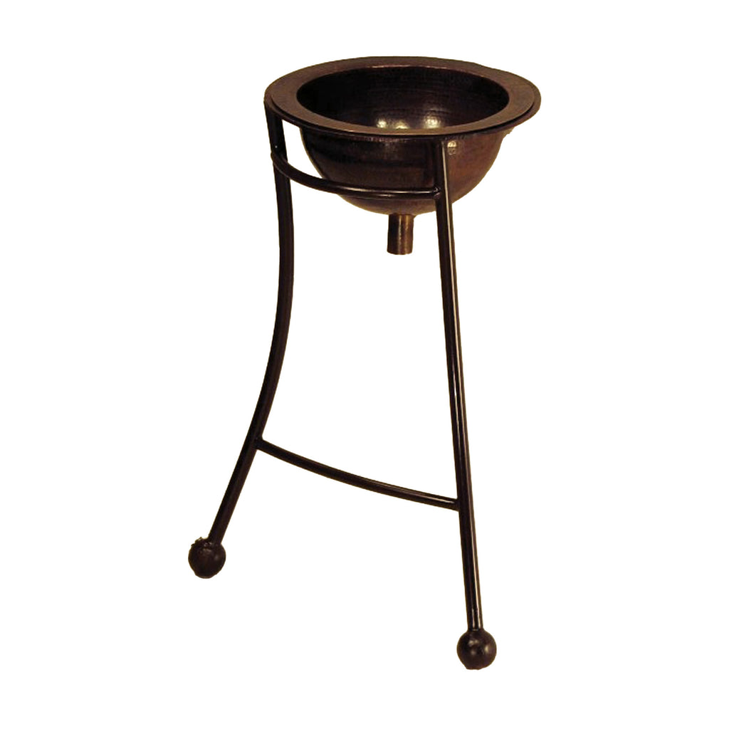 Elevate your bathroom with the Copper Sink W/Round Stand—featuring a hand-hammered copper basin and durable wrought iron base, crafted for rustic elegance.