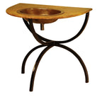 Elevate your bathroom with the Sencillo Sink Copper Vanity. A minimalist copper and wrought iron sink vanity, offered only as shown.