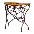 The Forrest Copper Sink Vanity with a hand-hammered copper basin, organic wrought iron branch design, and copper top. A nature-inspired statement piece.