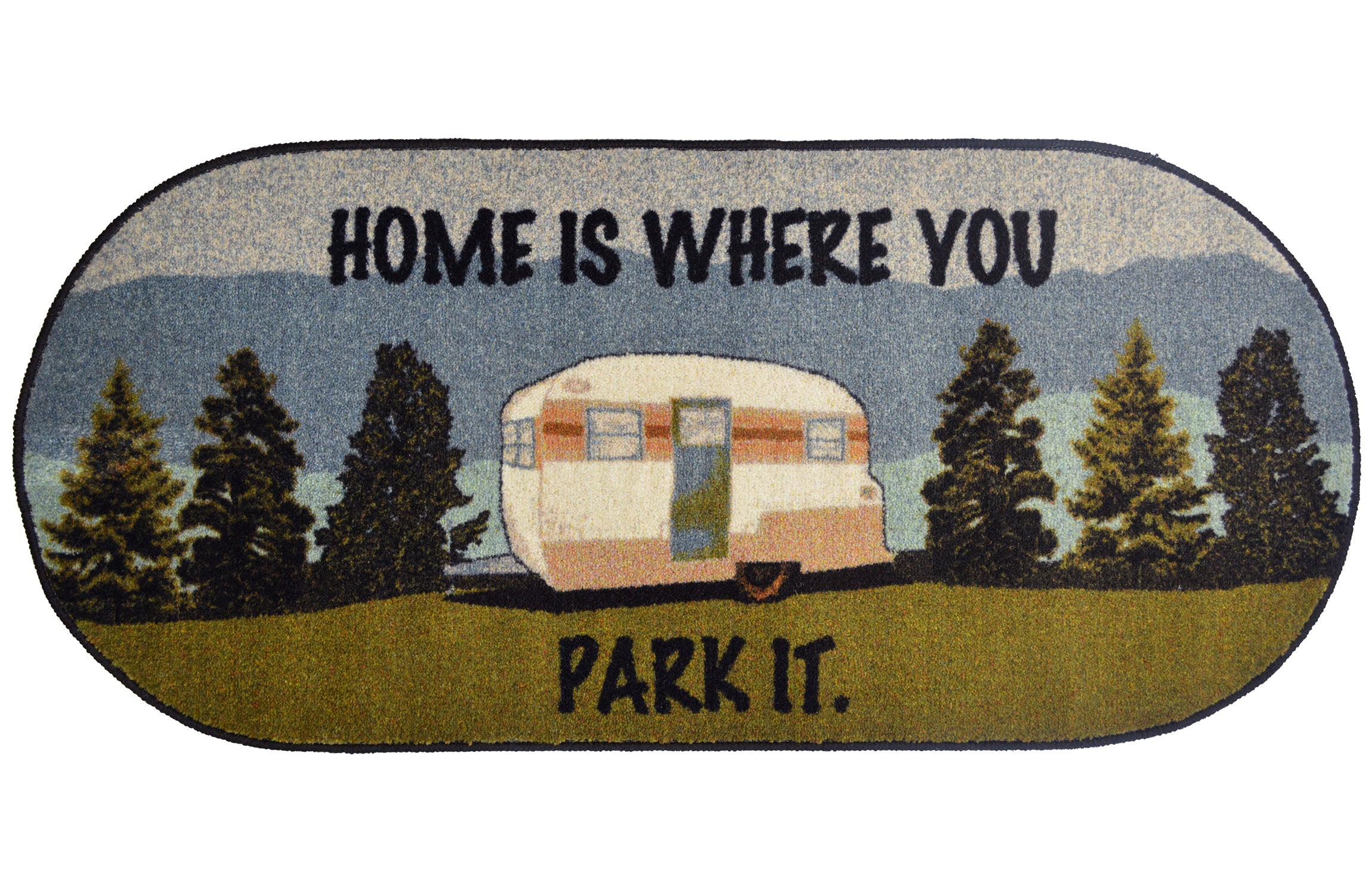 Cozy Cabin Collection Home is Where You Park It 20"x44" Oval Area Rug