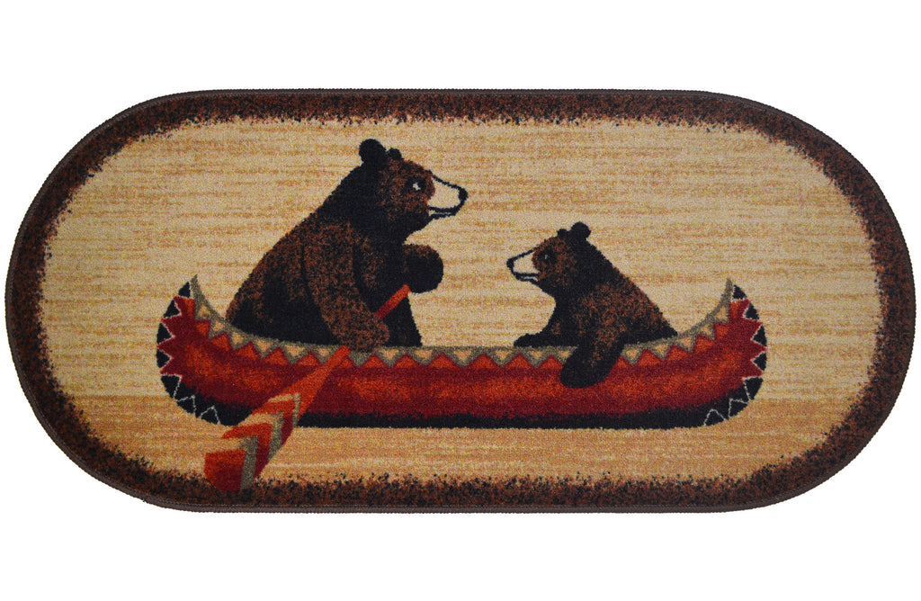 Cozy Cabin Collection Bear Canoe Area Rug