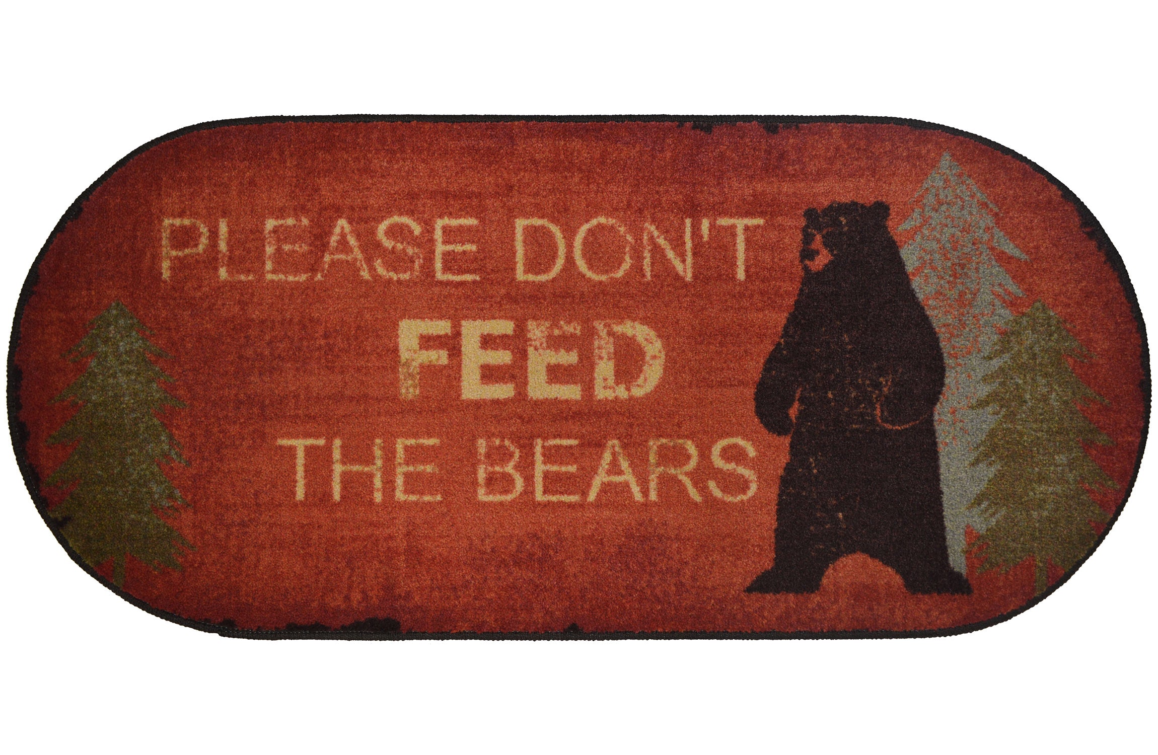 Cozy Cabin Collection Don't Feed the Bears 20"x44" Oval Area Rug