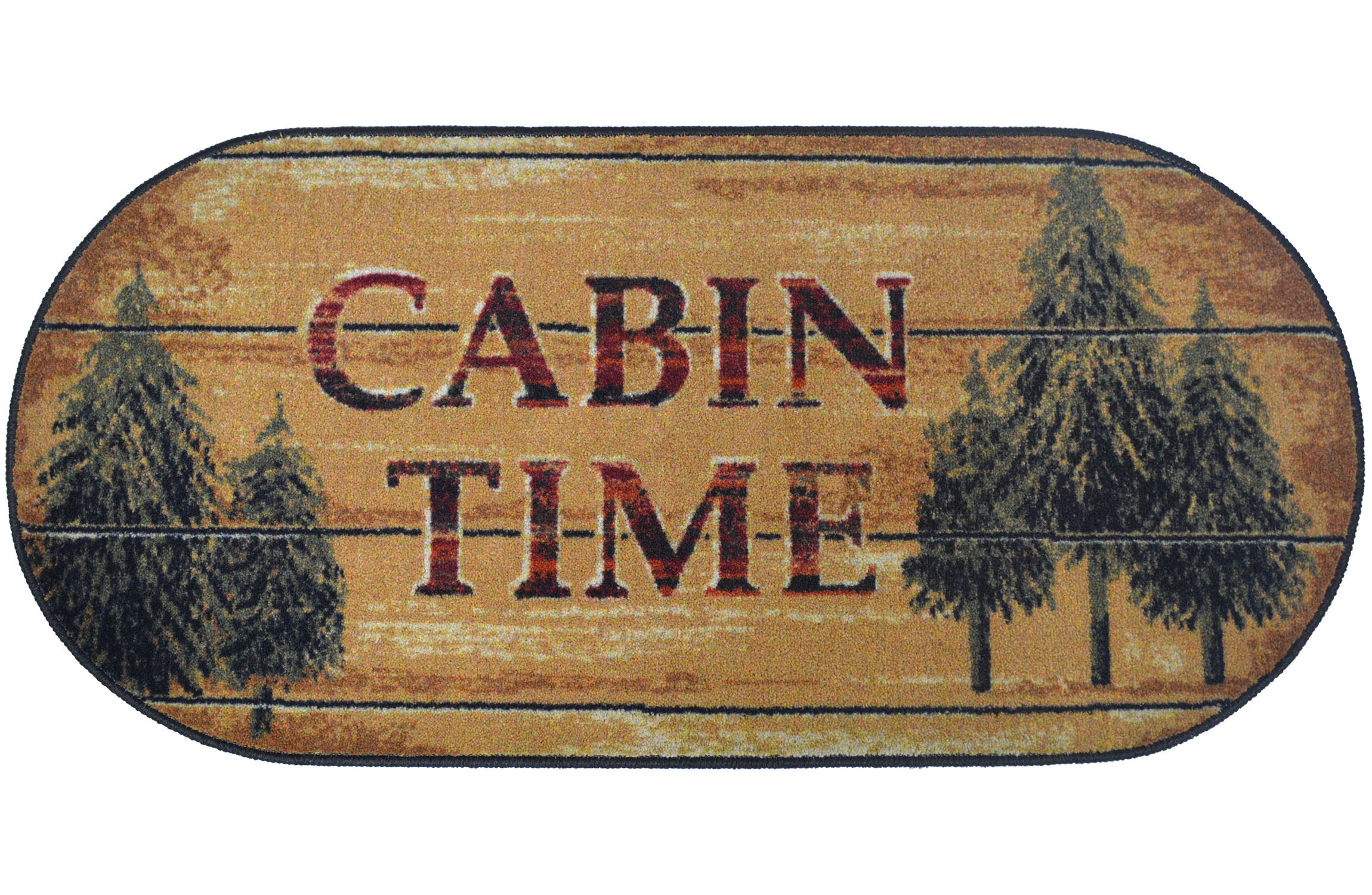 Cozy Cabin Collection Pine Cabin 20"x44" Oval Area Rug