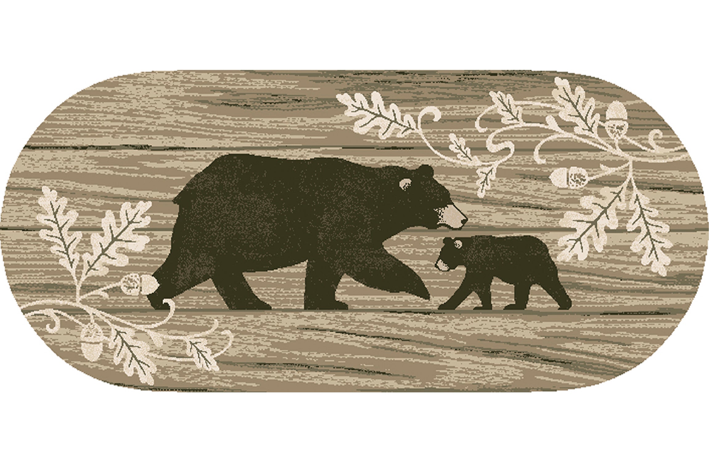 Cozy Cabin Collection Foliage Bear 20"x44" Oval Area Rug