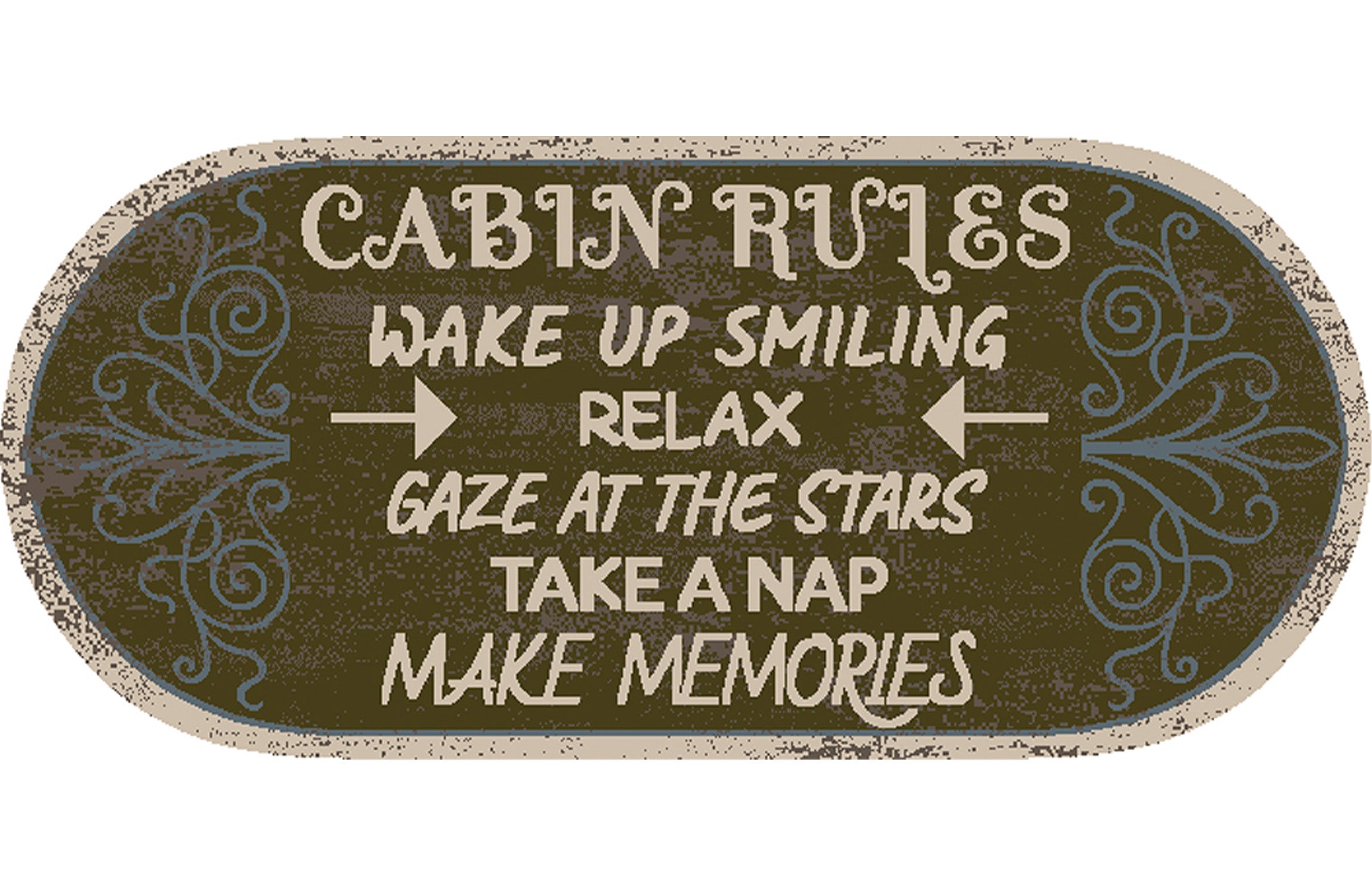 Cozy Cabin Collection Cabin Rules 20"x44" Oval Area Rug