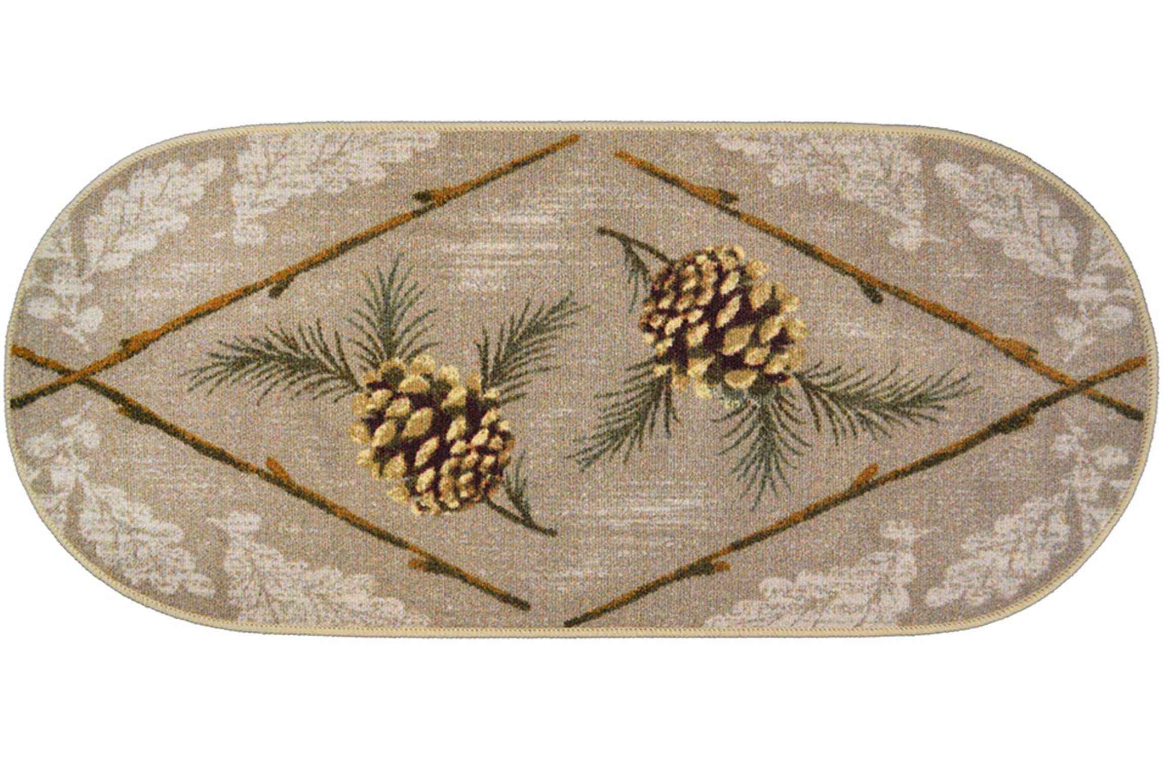 Cozy Cabin Collection Country Charm Gray 20"x44" Oval Area Rug