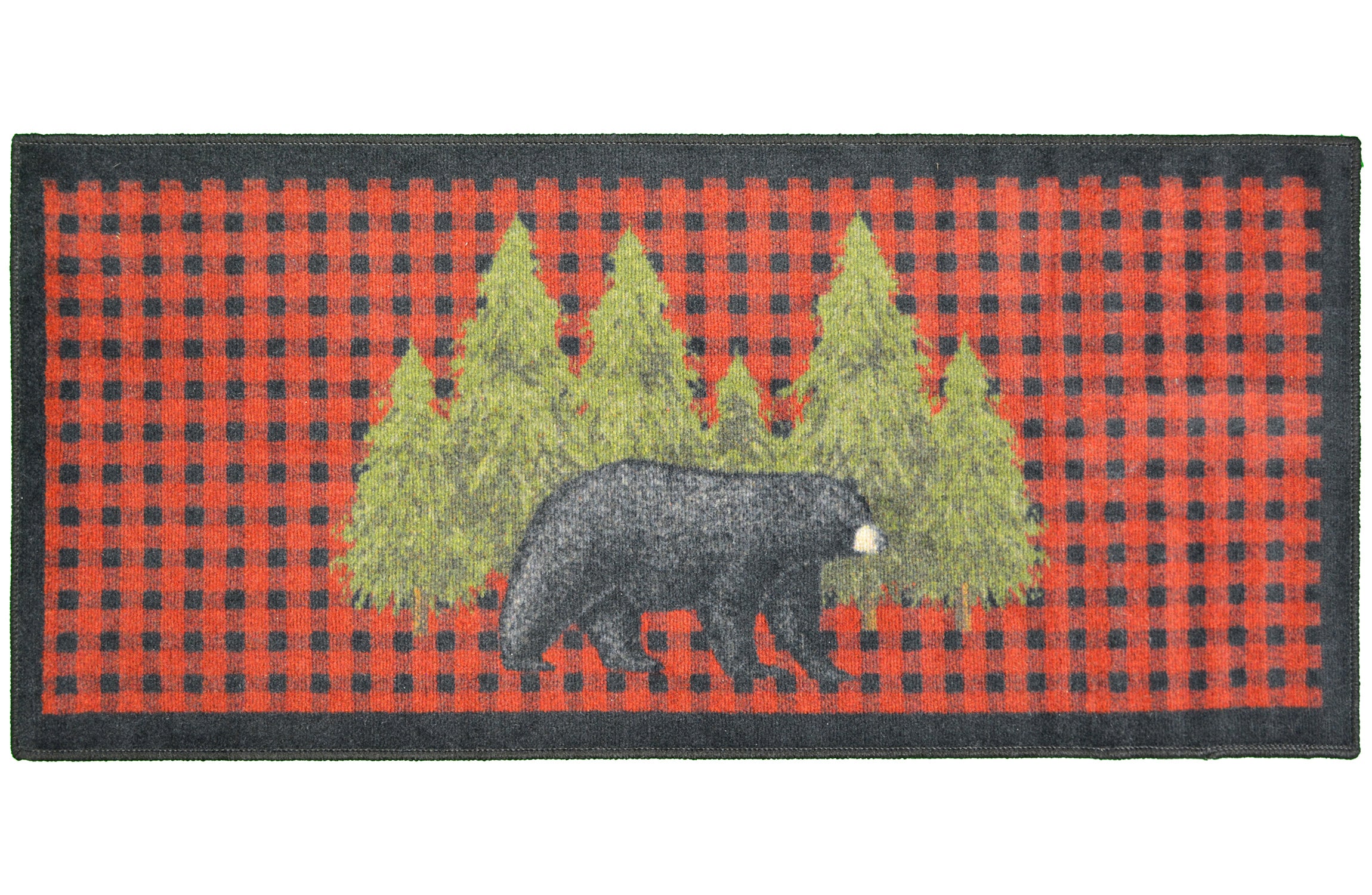 Cozy Cabin Collection Pine Bear Red Area Rug