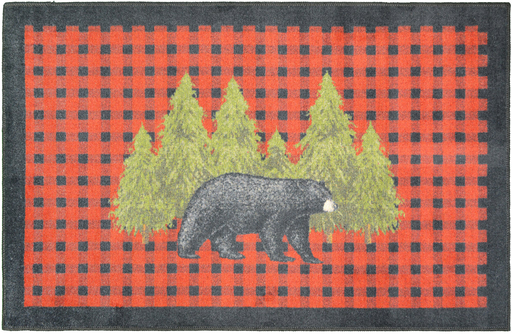 Cozy Cabin Collection Pine Bear Red Area Rug