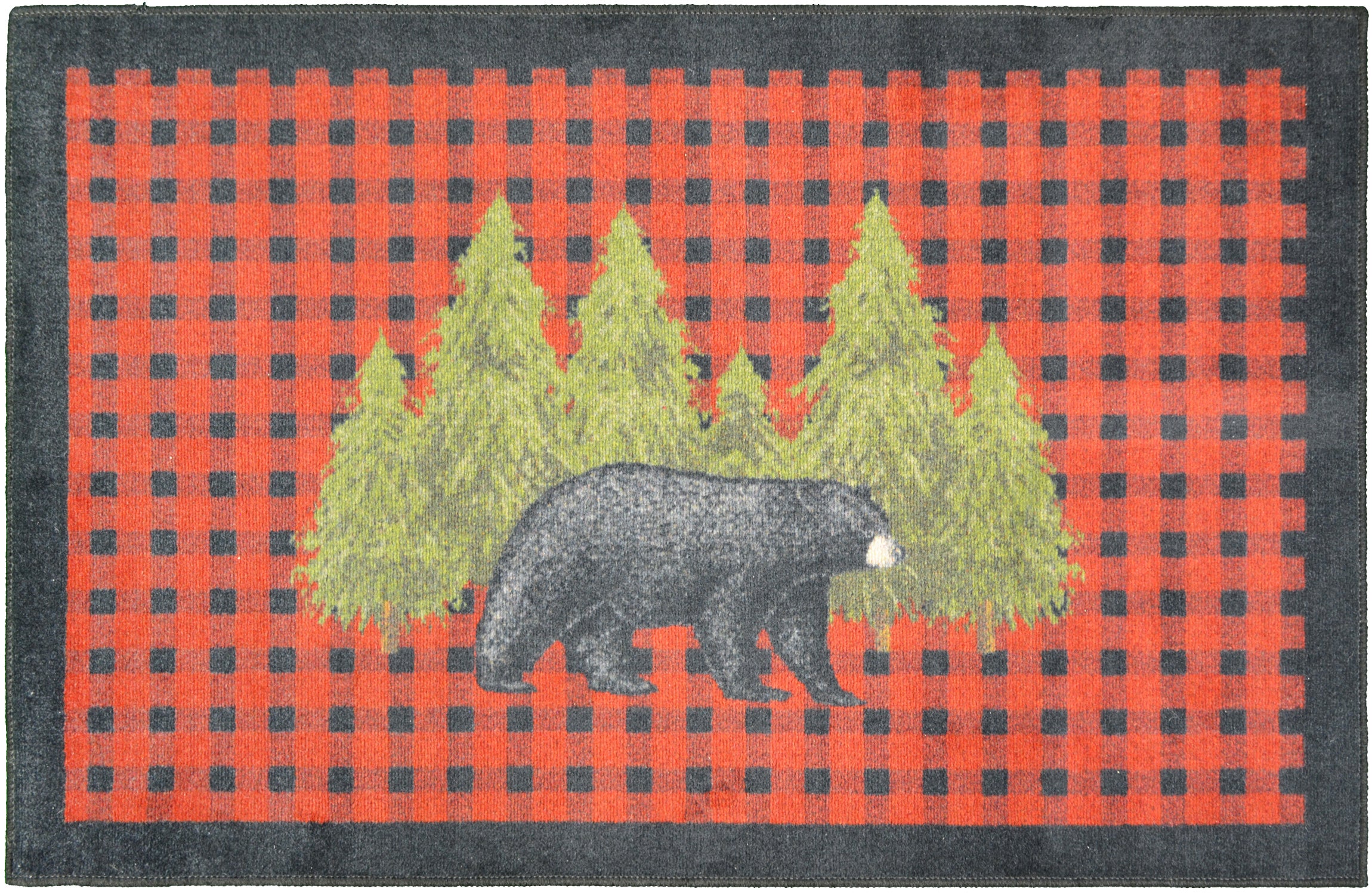 Cozy Cabin Collection Pine Bear Red Area Rug